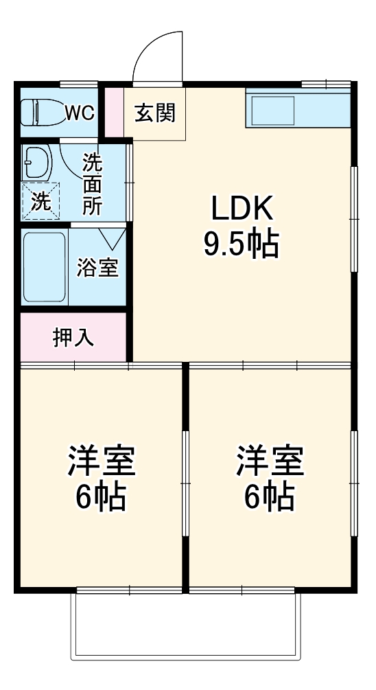 多米町の完工年月(1995年3月)築の賃貸アパートの間取り