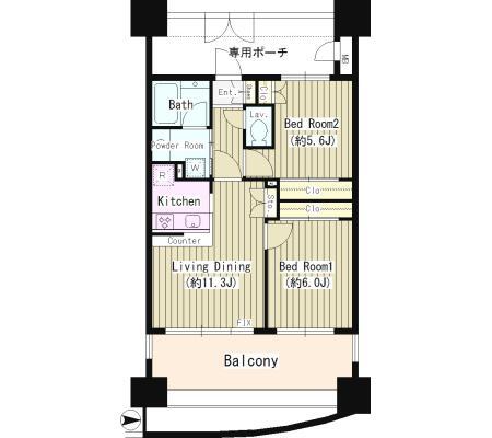 宮町の完工年月(2004年9月)築の賃貸マンションの間取り