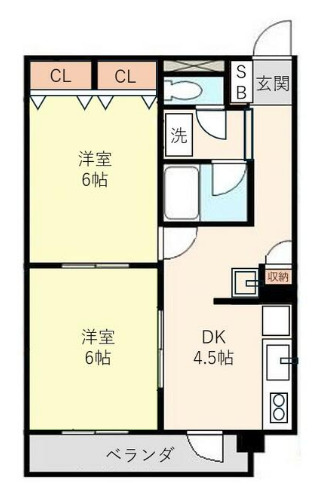 立花の完工年月(1989年7月)築の賃貸マンションの間取り