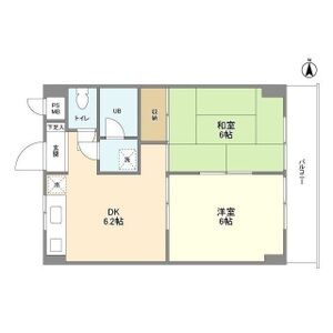 府中町の完工年月(1988年4月)築の賃貸マンションの間取り