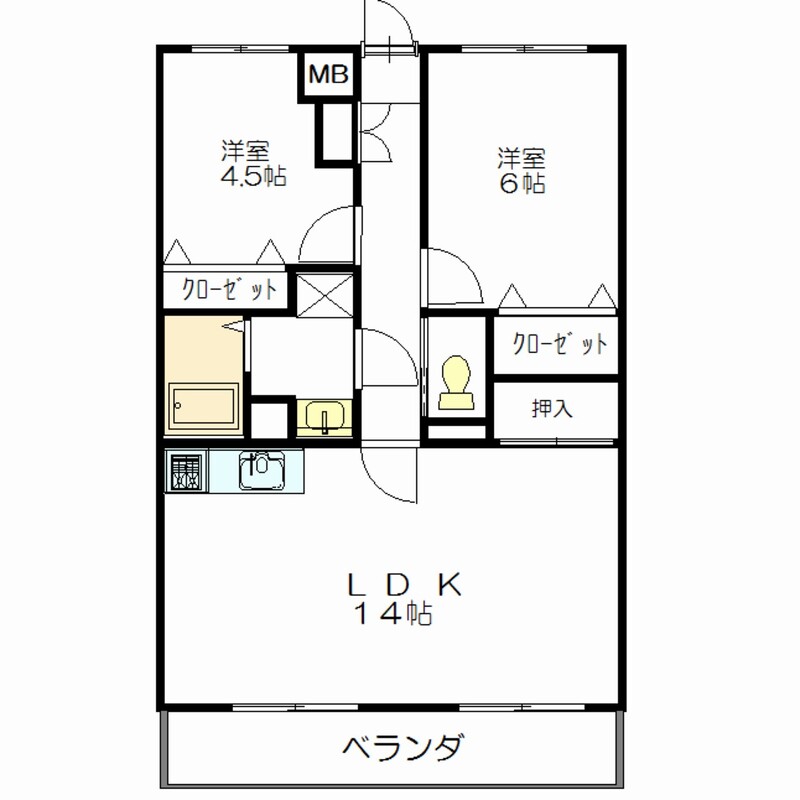 東長沼の完工年月(1997年5月)築の賃貸マンションの間取り