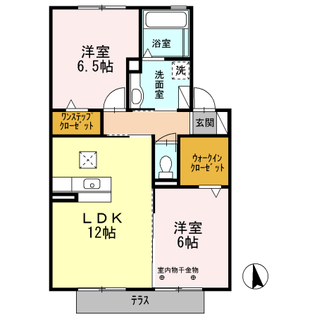 リヴェールふたご　Ｂ棟・105号室の間取り