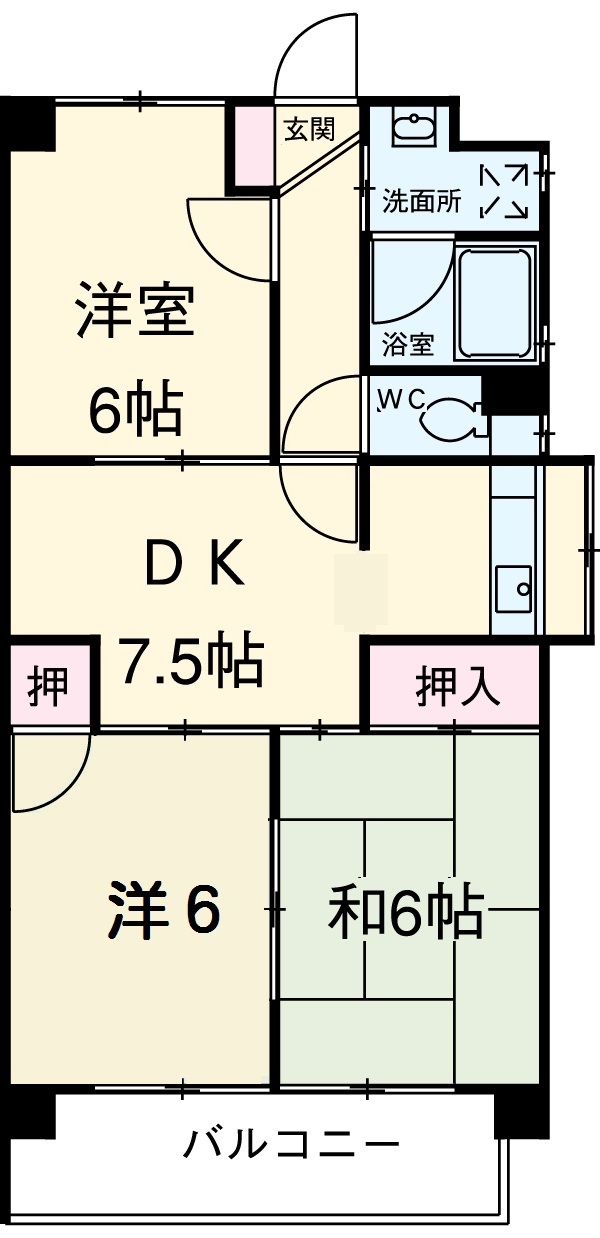 花田三番町の完工年月(1989年3月)築の賃貸マンションの間取り