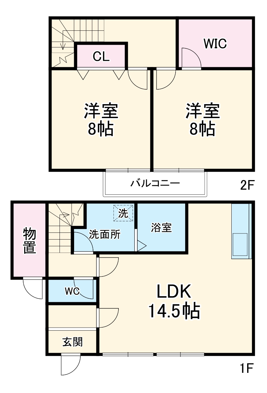 デタッチドハウスAの間取り
