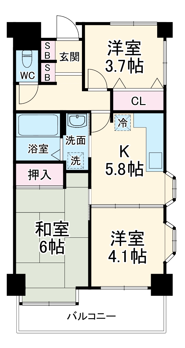 グランパール綱島三番館の間取り