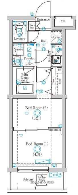ラフィスタ下丸子・109号室の間取り