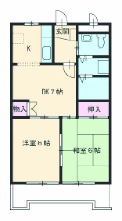 ヘルメス若宮・201号室の間取り