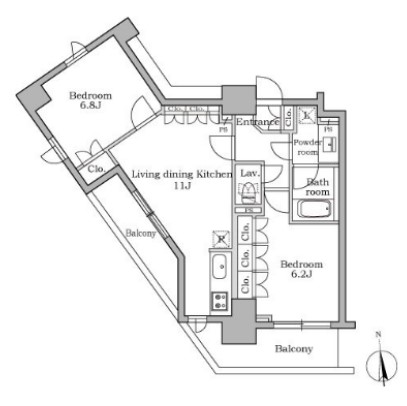 レジディア三軒茶屋の間取り