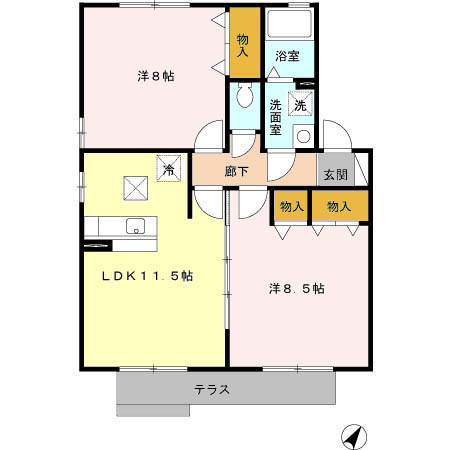 ウィルモア中浜 Aの間取り