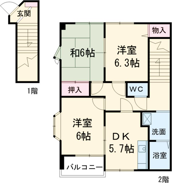 ハイステージ弐番館 Bの間取り