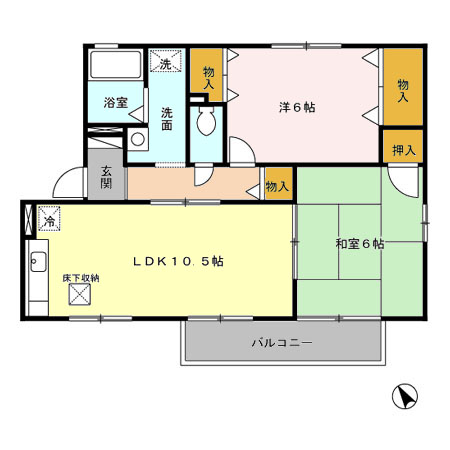 エクセルコート鷹丘　Ｂ・201号室の間取り
