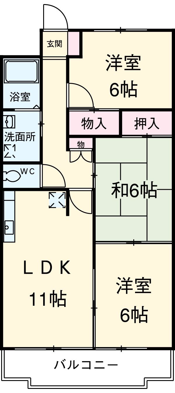 クレストパレス学園前の間取り