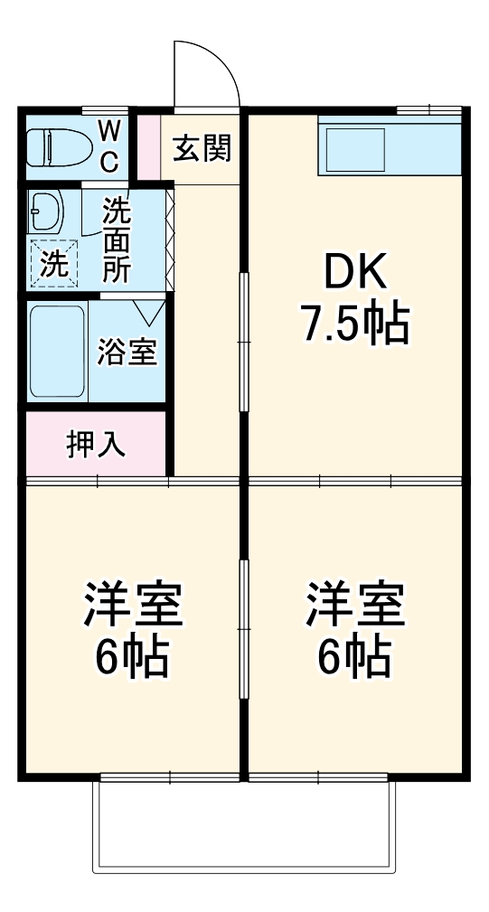 多米町の完工年月(1995年3月)築の賃貸アパートの間取り