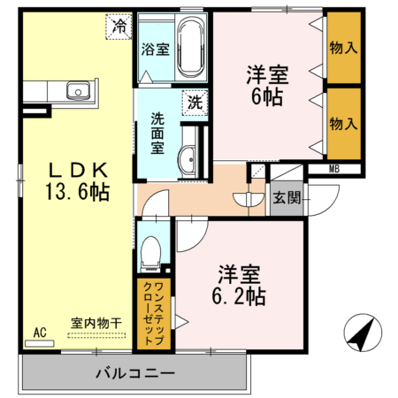 リバーサイド中部 Bの間取り