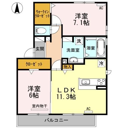 ラ・フィーネ東田 A棟の間取り
