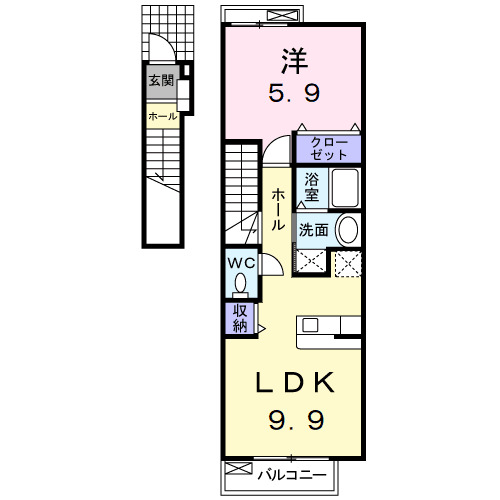 Ｃｈｅｒｒｙ　Ｋ＆Ａ・201号室の間取り