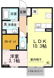 D-roomやまは Aの間取り