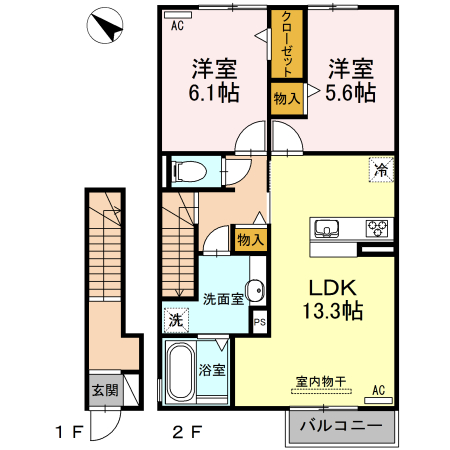 セジュールマルヤマ Ⅱ番館の間取り