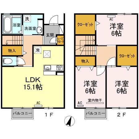 新栄町の完工年月（2017年4月）築の賃貸一戸建ての間取り