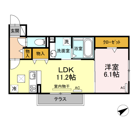 オアシス西小鷹野・302号室の間取り