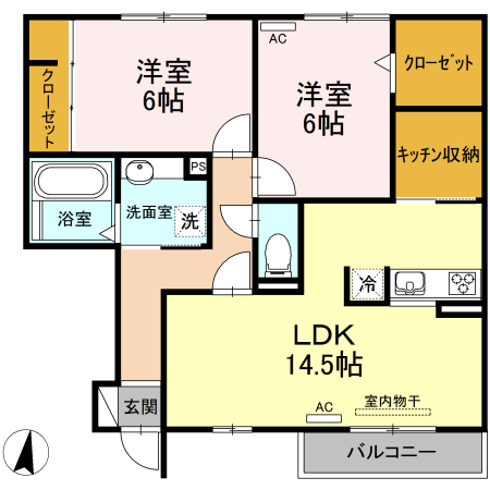ヴェルジェ Aの間取り