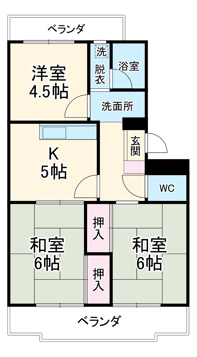 東小池町の完工年月(1986年10月)築の賃貸マンションの間取り