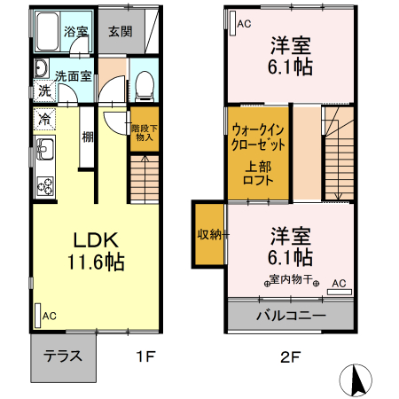朝倉川アパートメントハウス・C号室の間取り