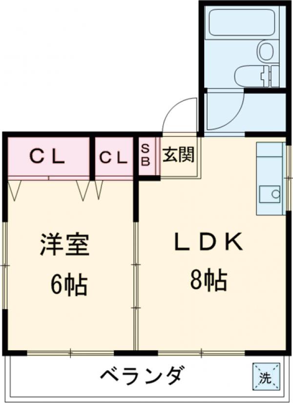 奥沢ハイツ・203号室の間取り