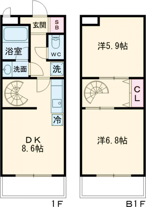 グランウッズ自由が丘・102号室の間取り