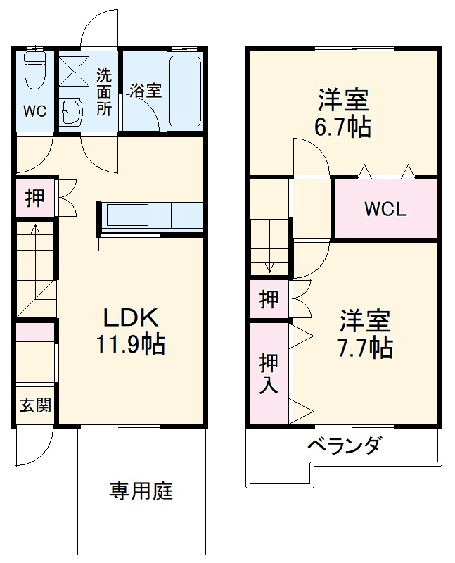 オランジュ馬見塚の間取り