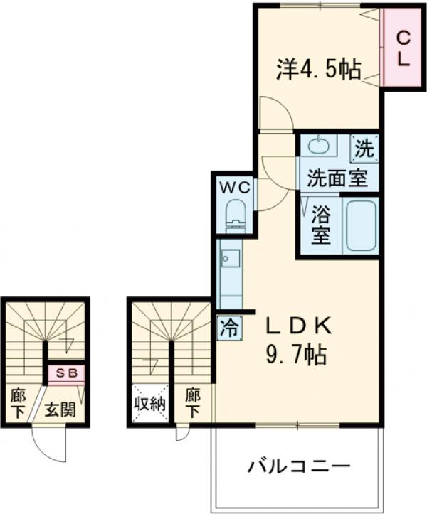 ＰＲＥＧＩＯ　ＯＫＵＳＡＷＡ・202号室の間取り