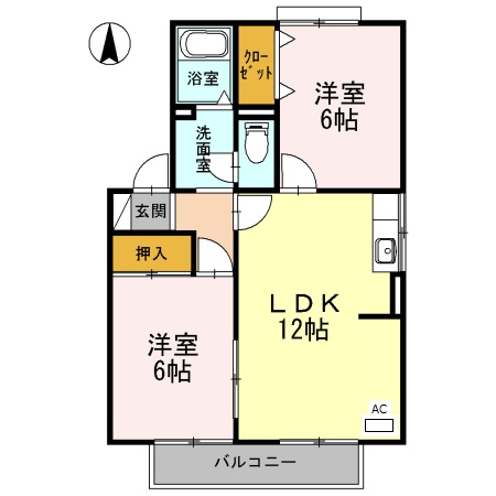 カムール高畑 Bの間取り