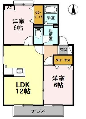 カムール高畑 Aの間取り