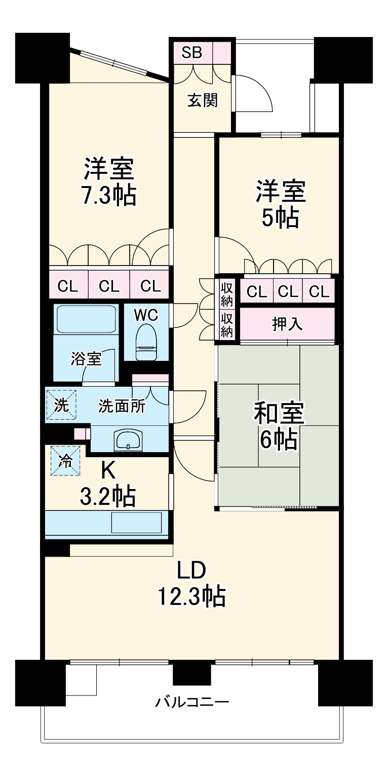パークスカイタワー松戸の間取り