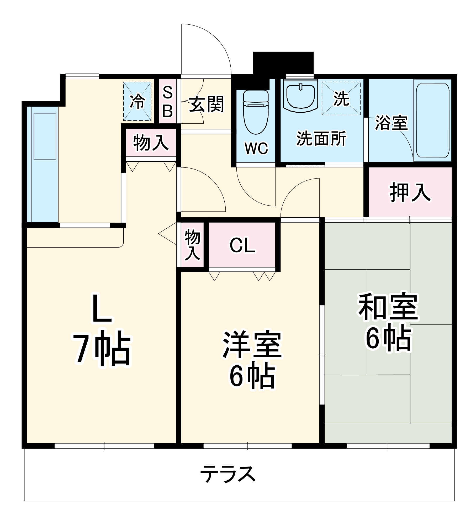 クールヴェール3番館 A・Bの間取り