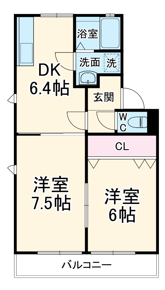 メゾン三ツ谷Bの間取り