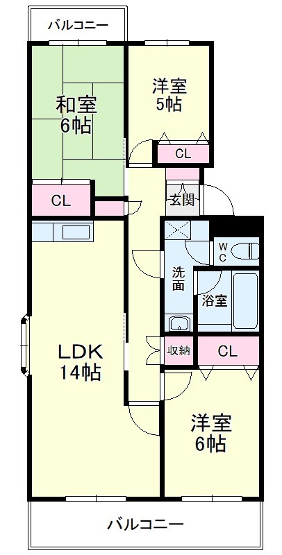 蜆塚ハイムBの間取り