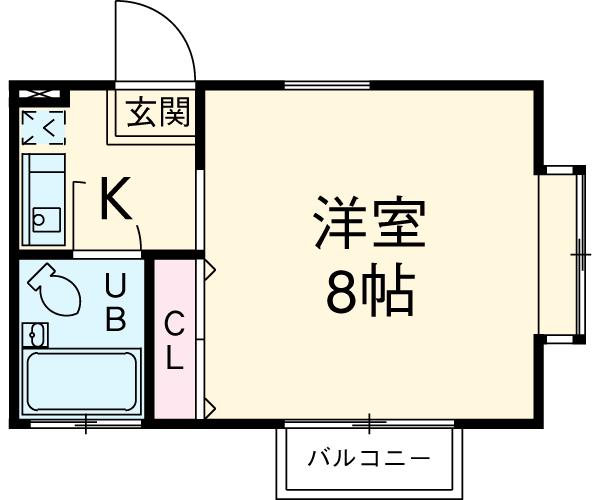 パシフィック東間７・102号室の間取り