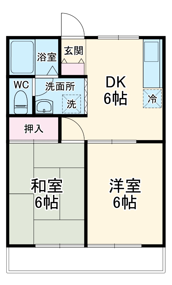 下新倉の完工年月(1990年12月)築の賃貸アパートの間取り