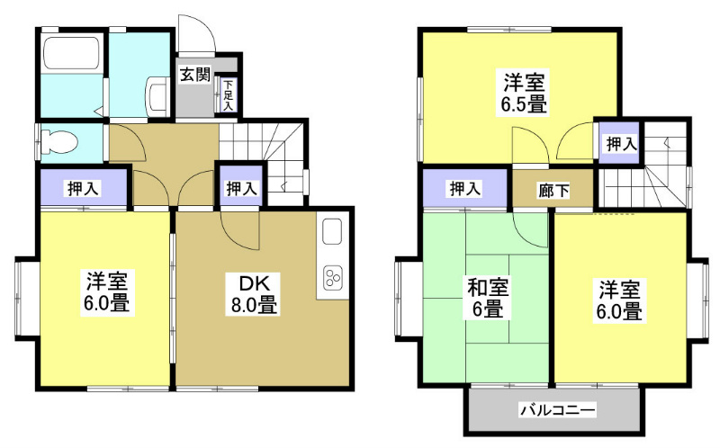 富塚貸家の間取り