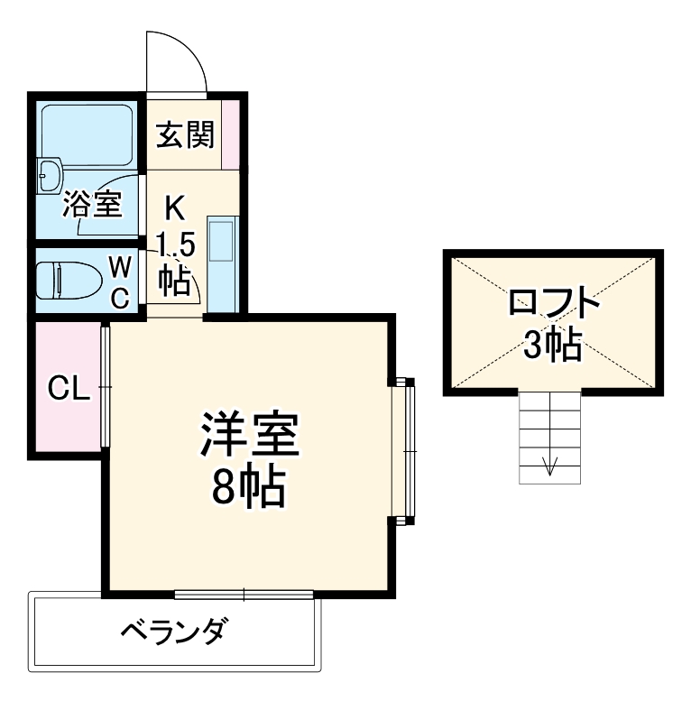 根岸台の完工年月(1996年1月)築の賃貸アパートの間取り