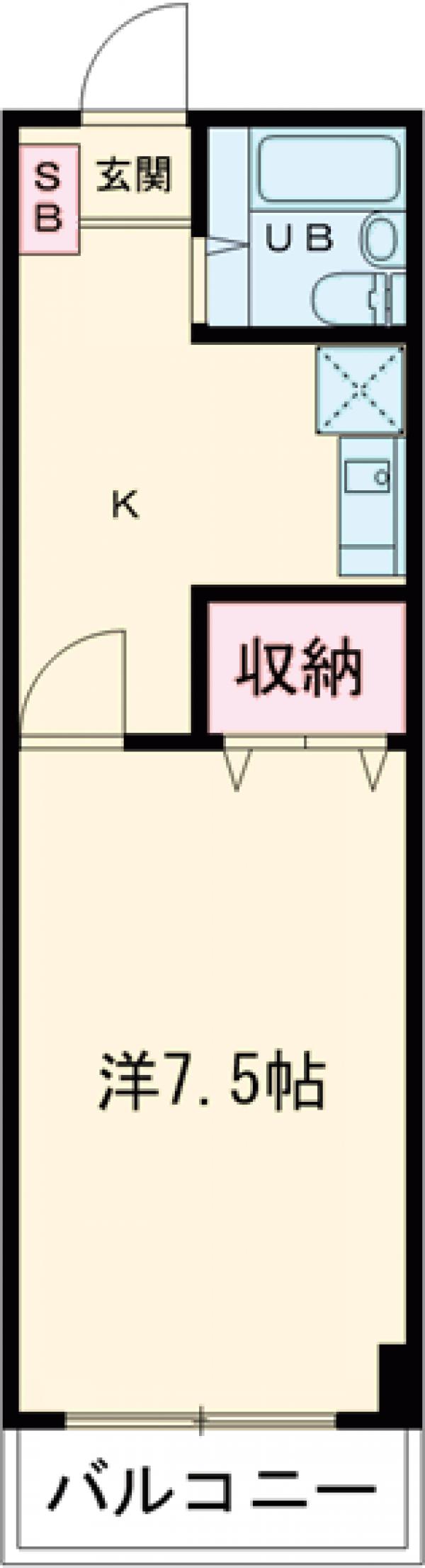 シャンブル谷中・103号室の間取り