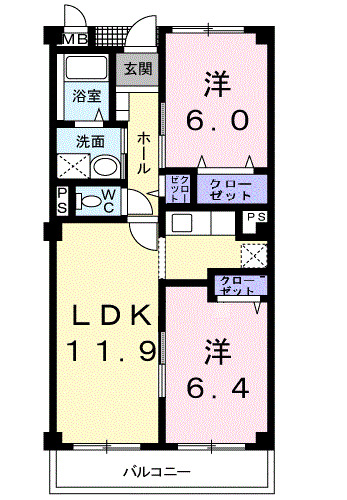 キャッスルタルイ壱番館Bの間取り