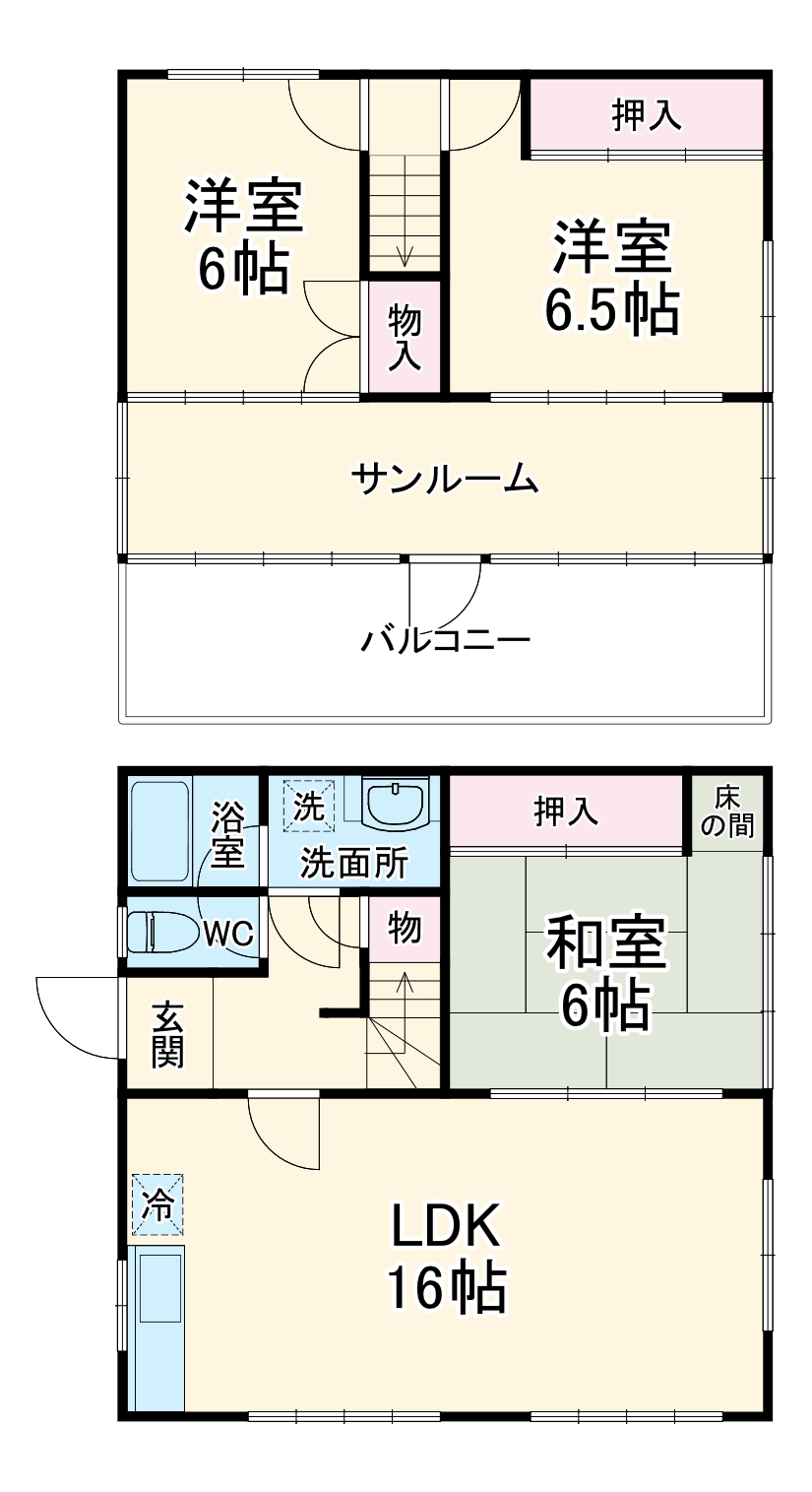 よもぎ台一丁目貸家の間取り
