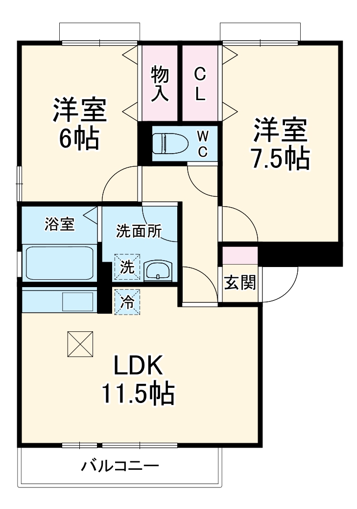 プリムヴェール弐番館の間取り