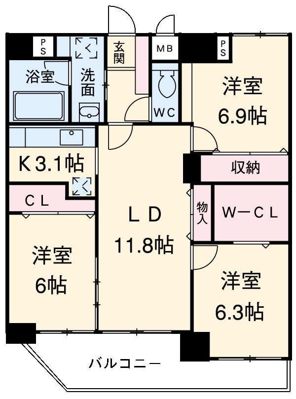 フォンターナ名昭の間取り