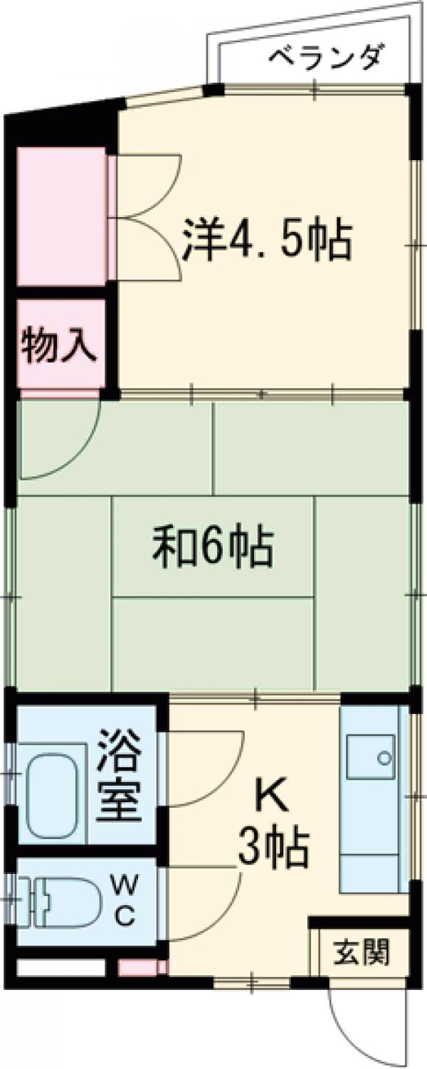 亀有の完工年月(1989年4月)築の賃貸マンションの間取り