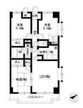 サンライズヒル朝日ヶ丘B棟の間取り
