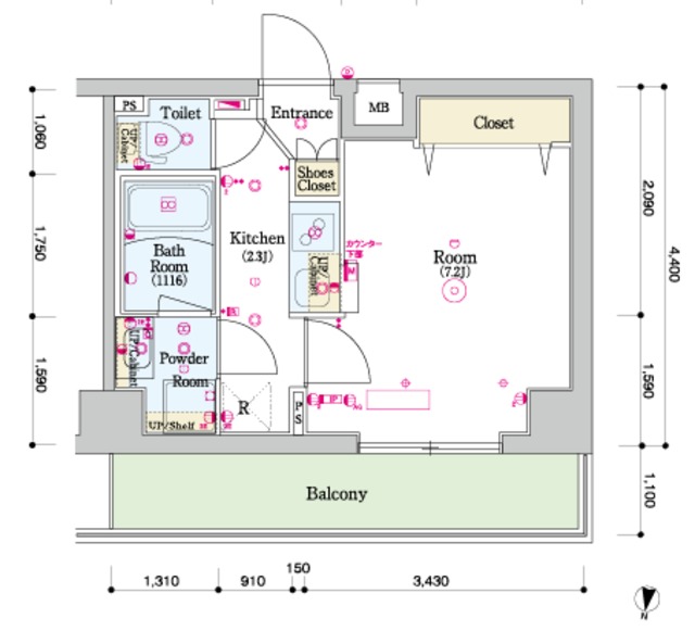 スカイコートグレース新宿中落合の間取り