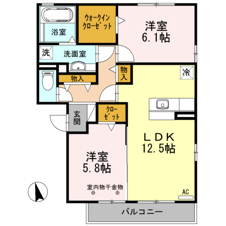 マリールタウンⅢ A棟の間取り